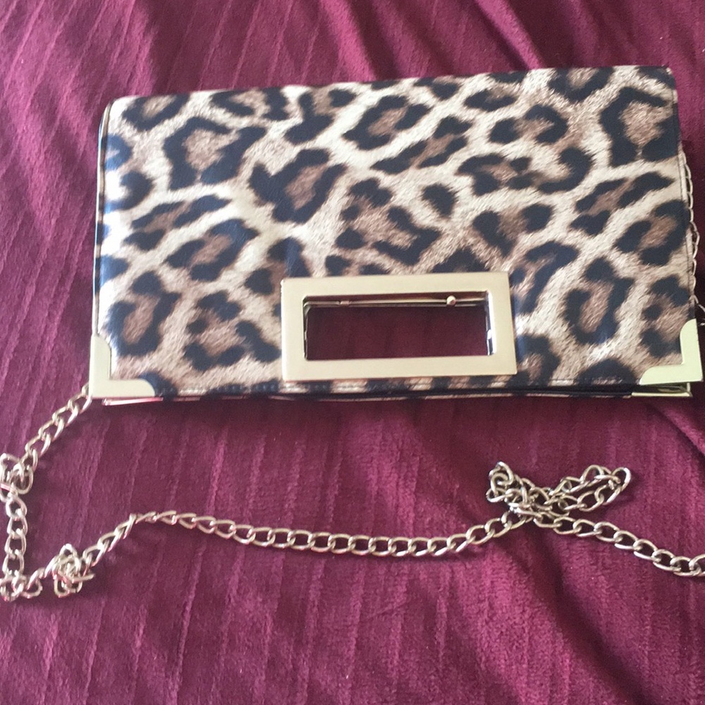 Leopard print clutch purse